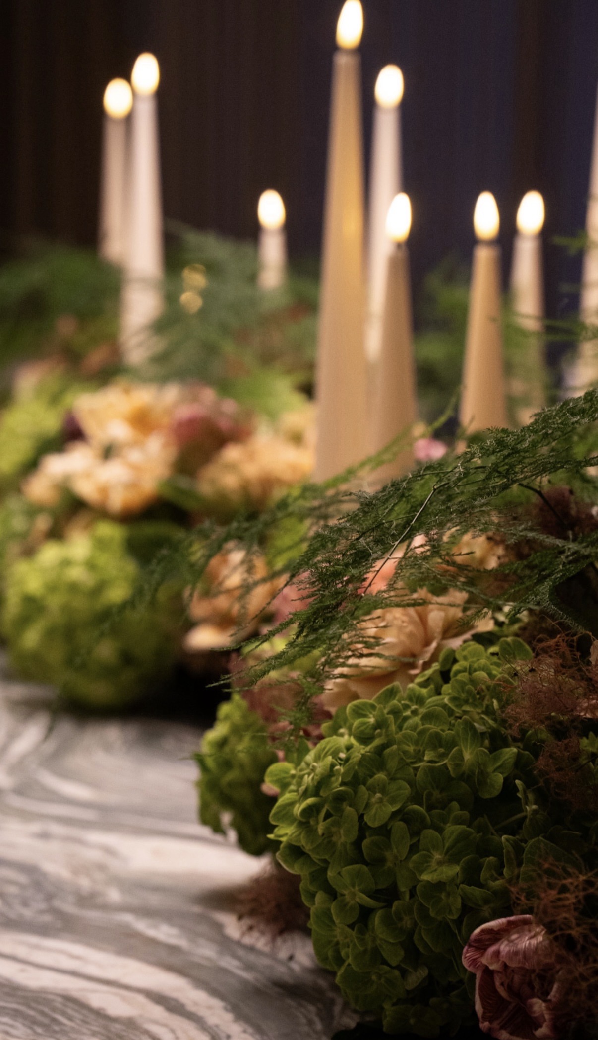Wedding flowers and candlelight