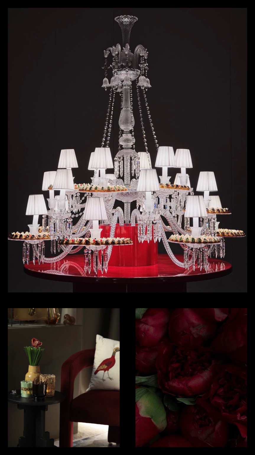 A chandelier-style wedding hospitality display